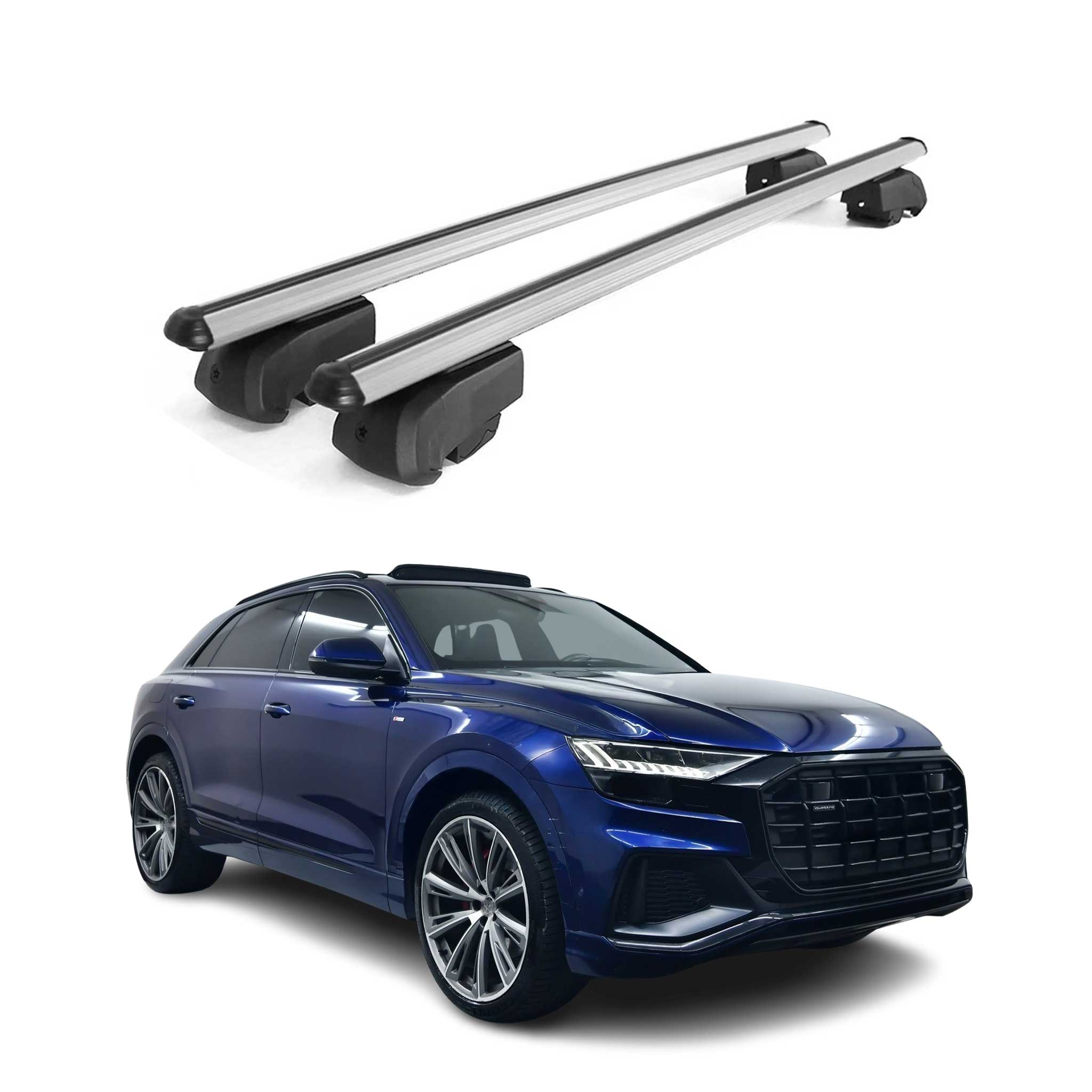 Barres de toit Transversales pour Audi Q8 2018-2025 Aluminium Gris ABE