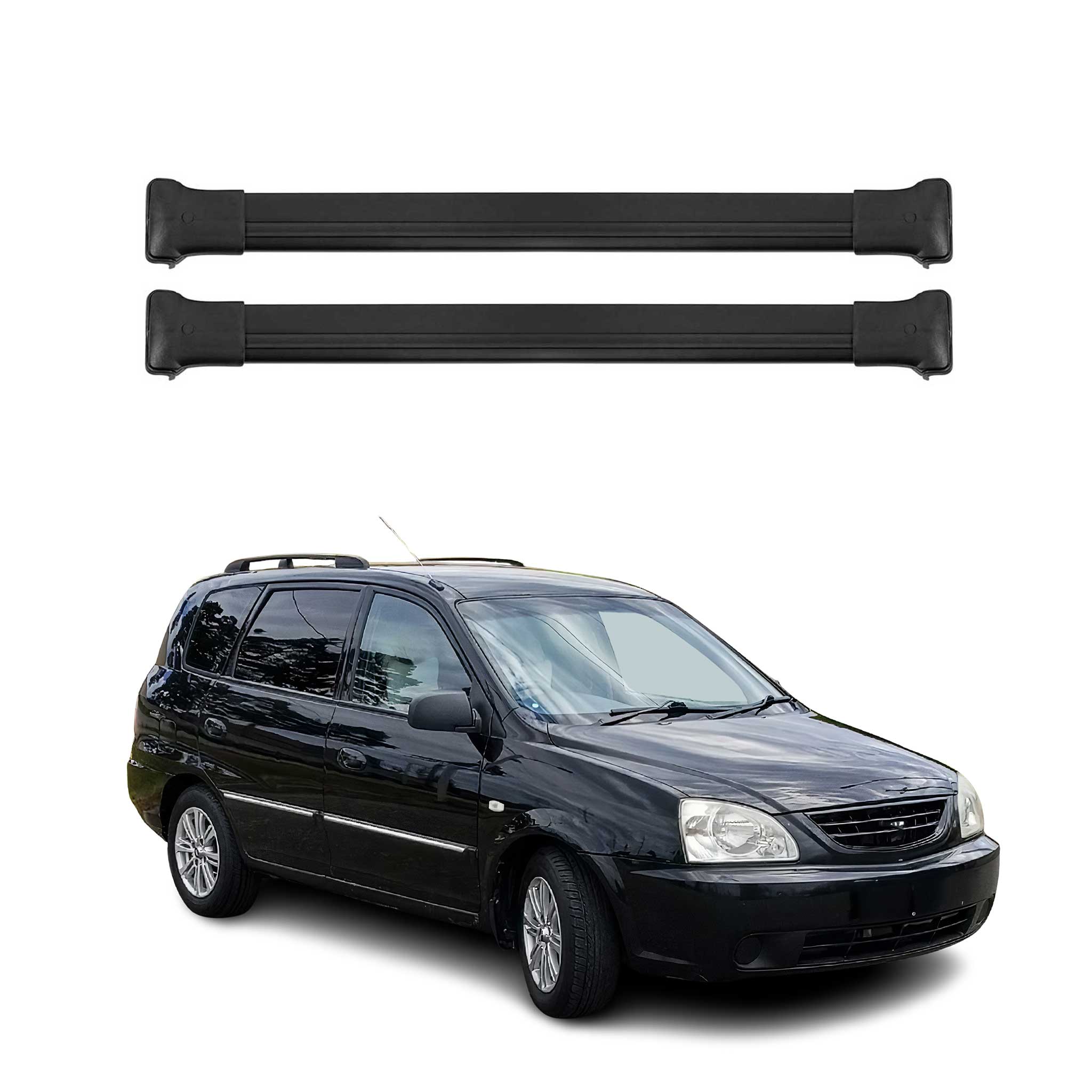 Barres de toit transversales pour Kia Carens SW 2002-2006 Aluminium Noir