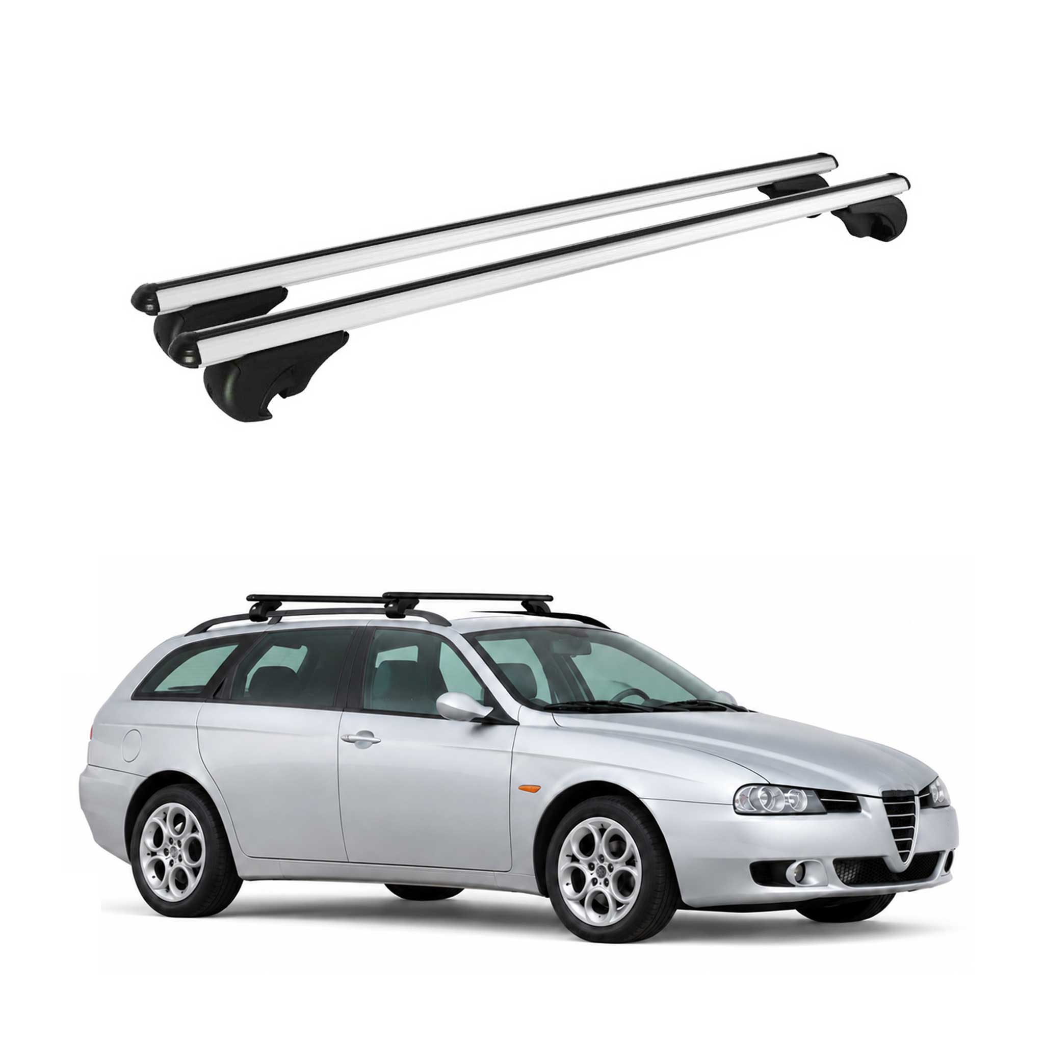 Barres de toit Transversales pour Alfa Romeo 156 Crosswagon 2004-07 TÜV Gris