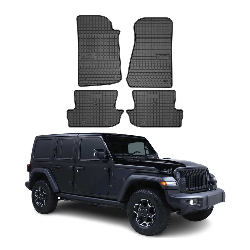Tapis de Sol pour Jeep Wrangler 2017-2025 Caoutchouc Noir
