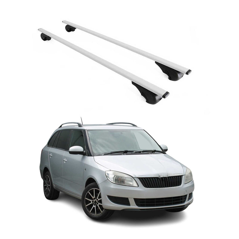 Barres de toit Transversales pour Skoda Fabia 2007-2014 Fer Argent