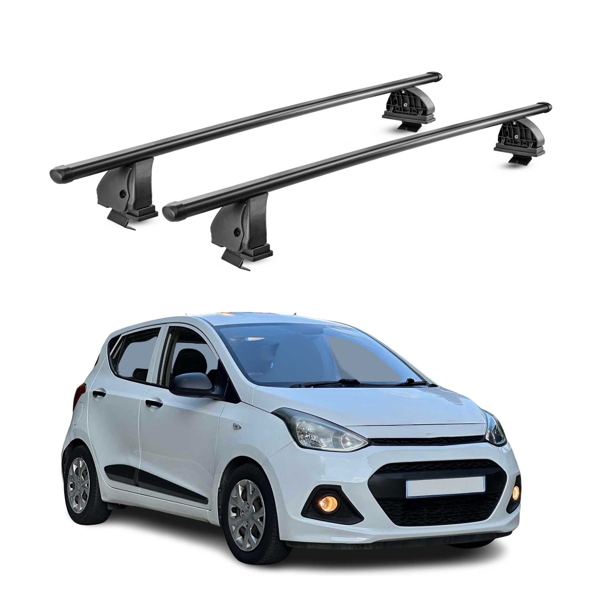 Barres de toit transversales acier pour Hyundai i10 II HB 2014-2019 TÜV Noir 2x
