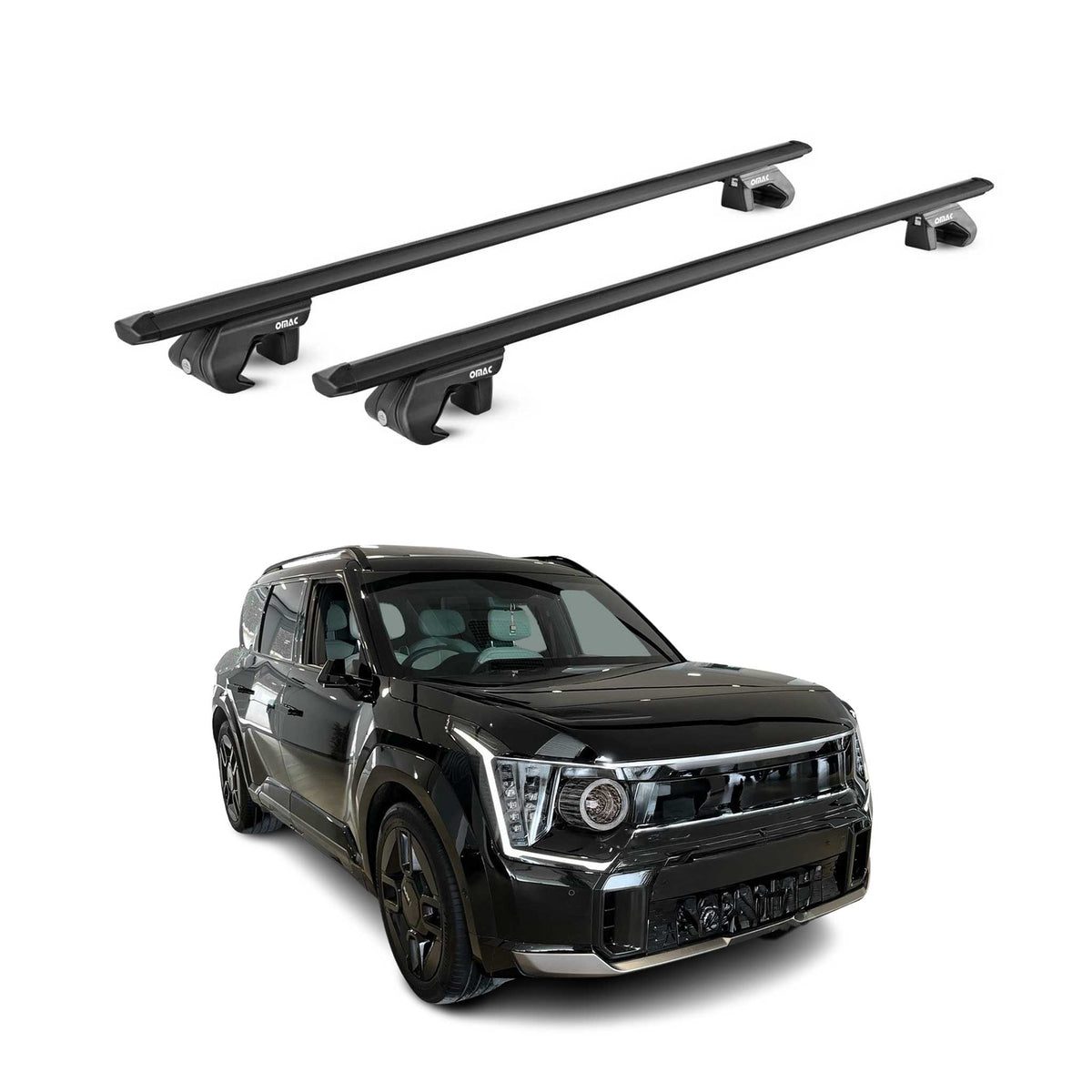 Barres transversales de toit pour Kia EV9 2023-2026 Aluminium Noir 2 Pcs ABE