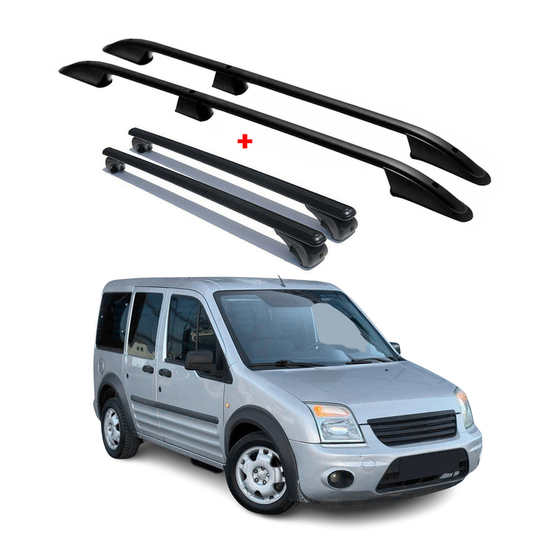 Kit Barres de toit pour Ford Connect 2002-2013 Noir Alu L1 Empattement Court 4x