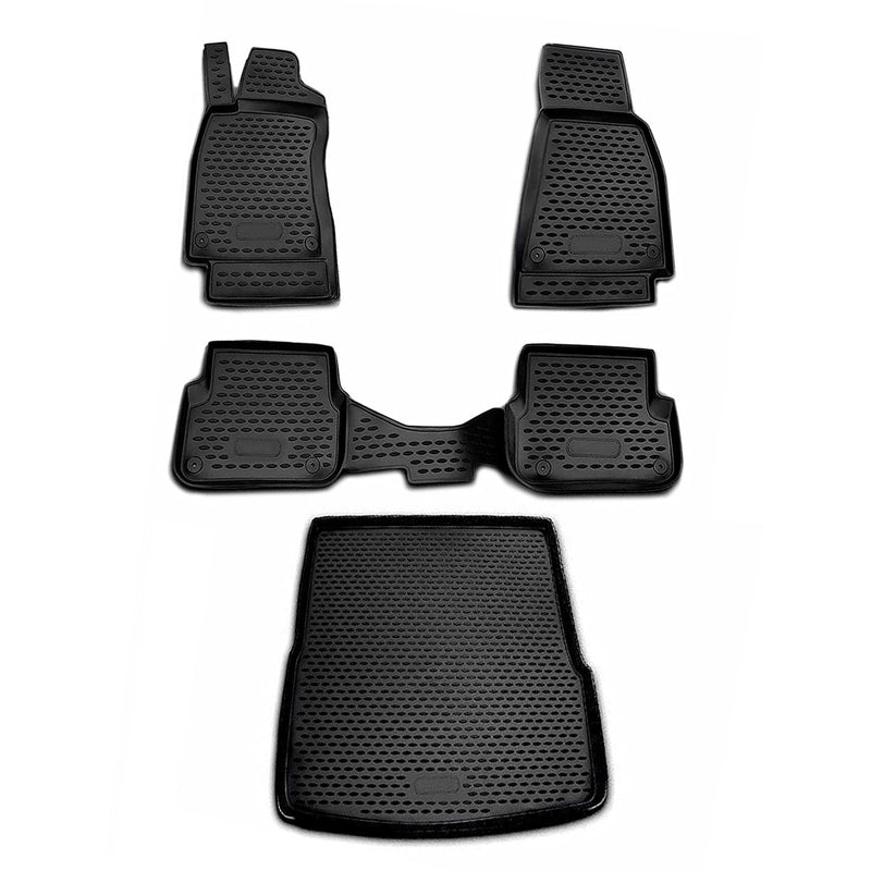 Kit Tapis de sol et coffre pour Audi A6 C6 Break Allroad 2008-11 Caoutchouc Noir