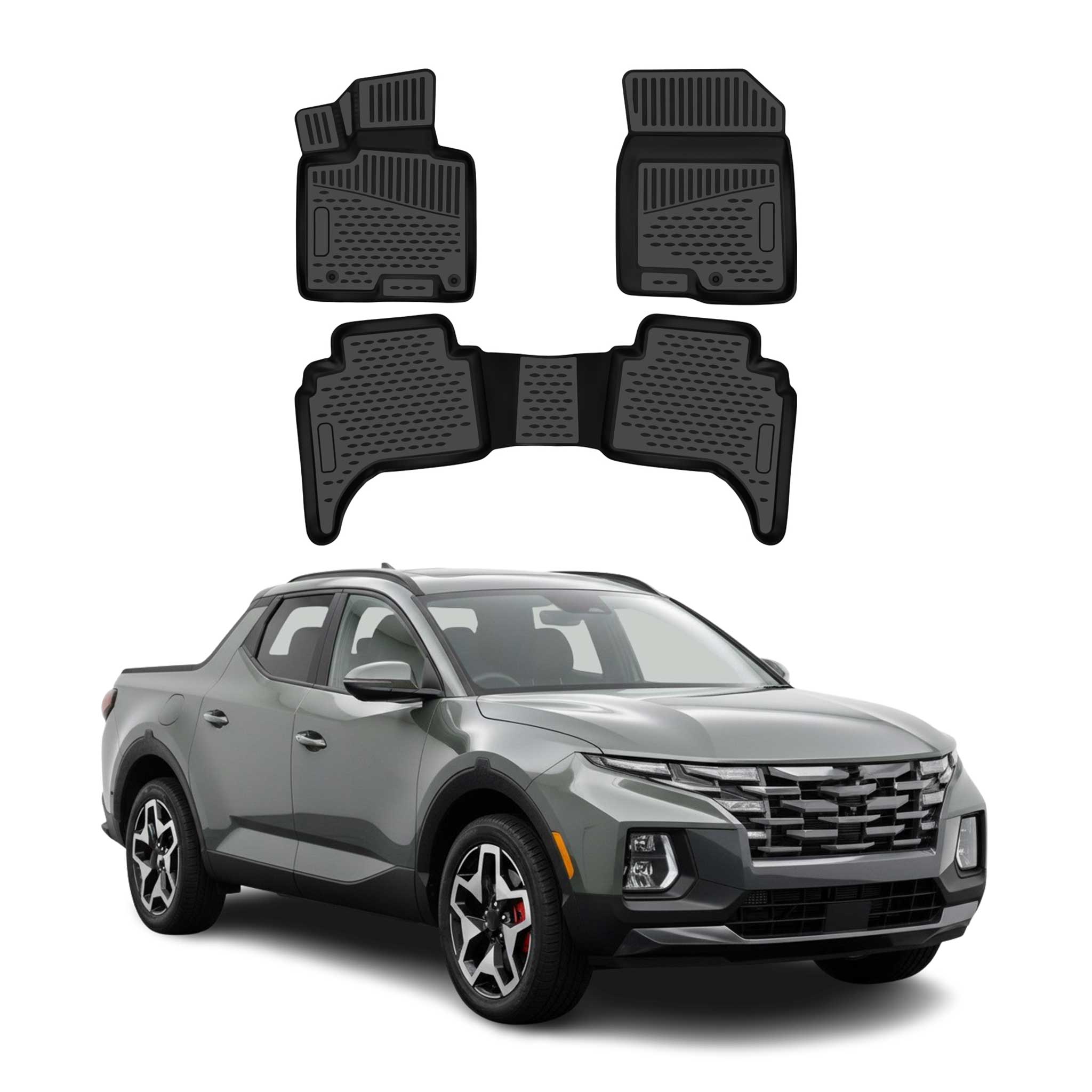 OMAC Tapis de sol pour Hyundai Santa Cruz 2022-2026 en caoutchouc Noir 3Pcs