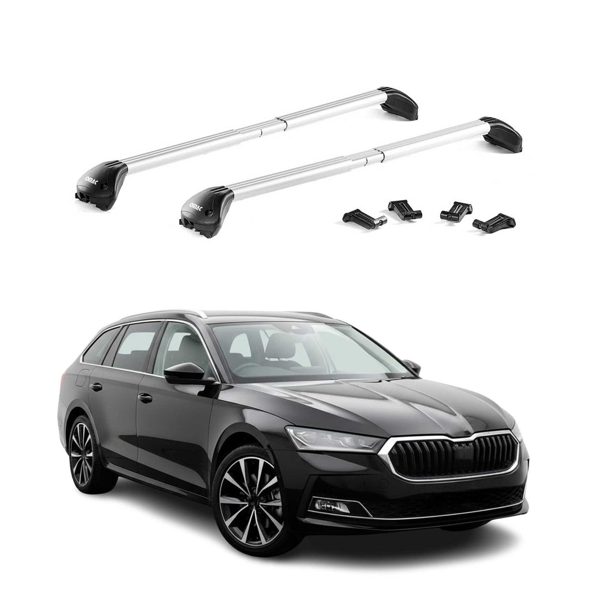 Barres de toit transversales pour Skoda Superb IV Break 2024-2026 Alu Gris ABE