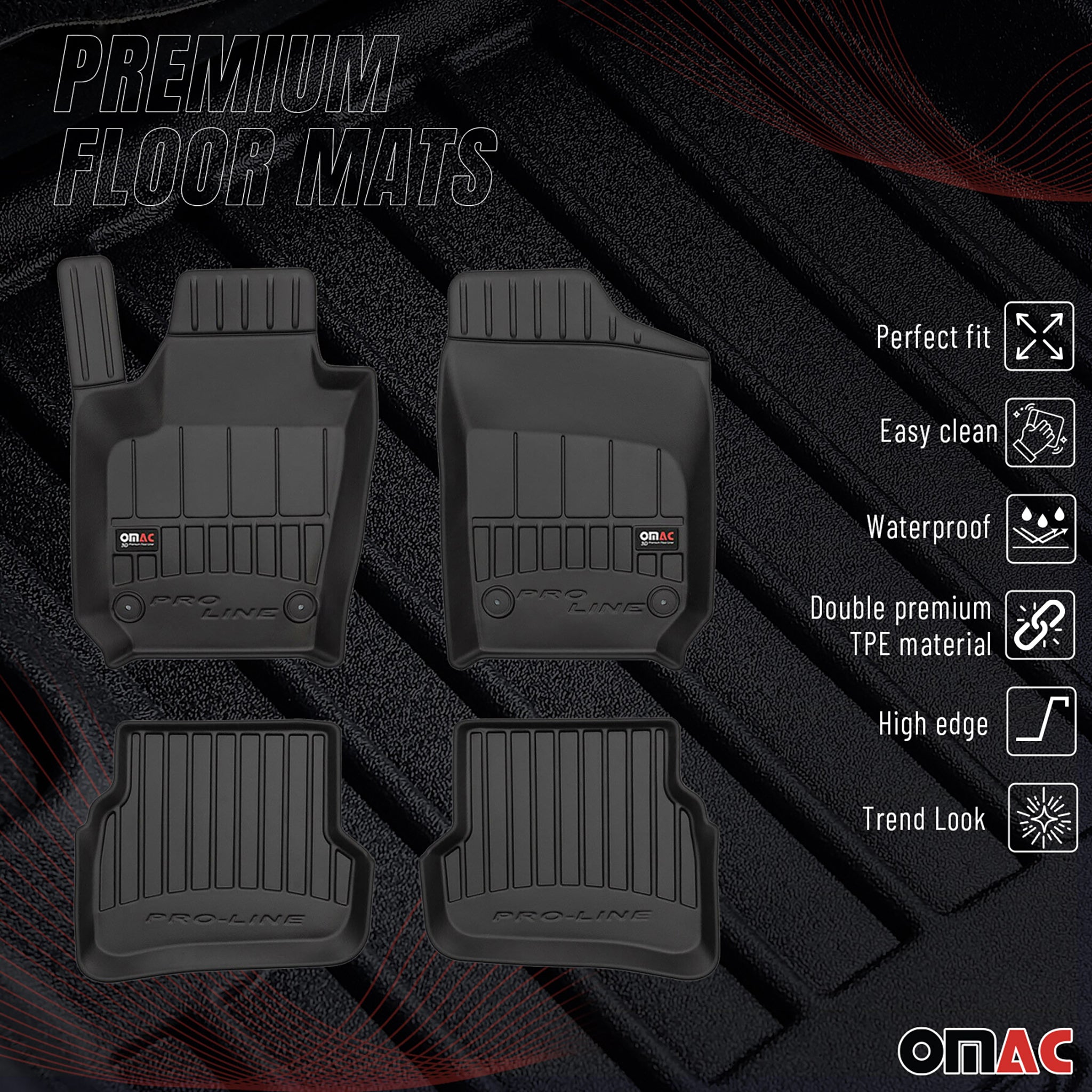 Tapis de Sol Voiture pour Seat Ibiza 2008-2017 Caoutchouc TPE Noir