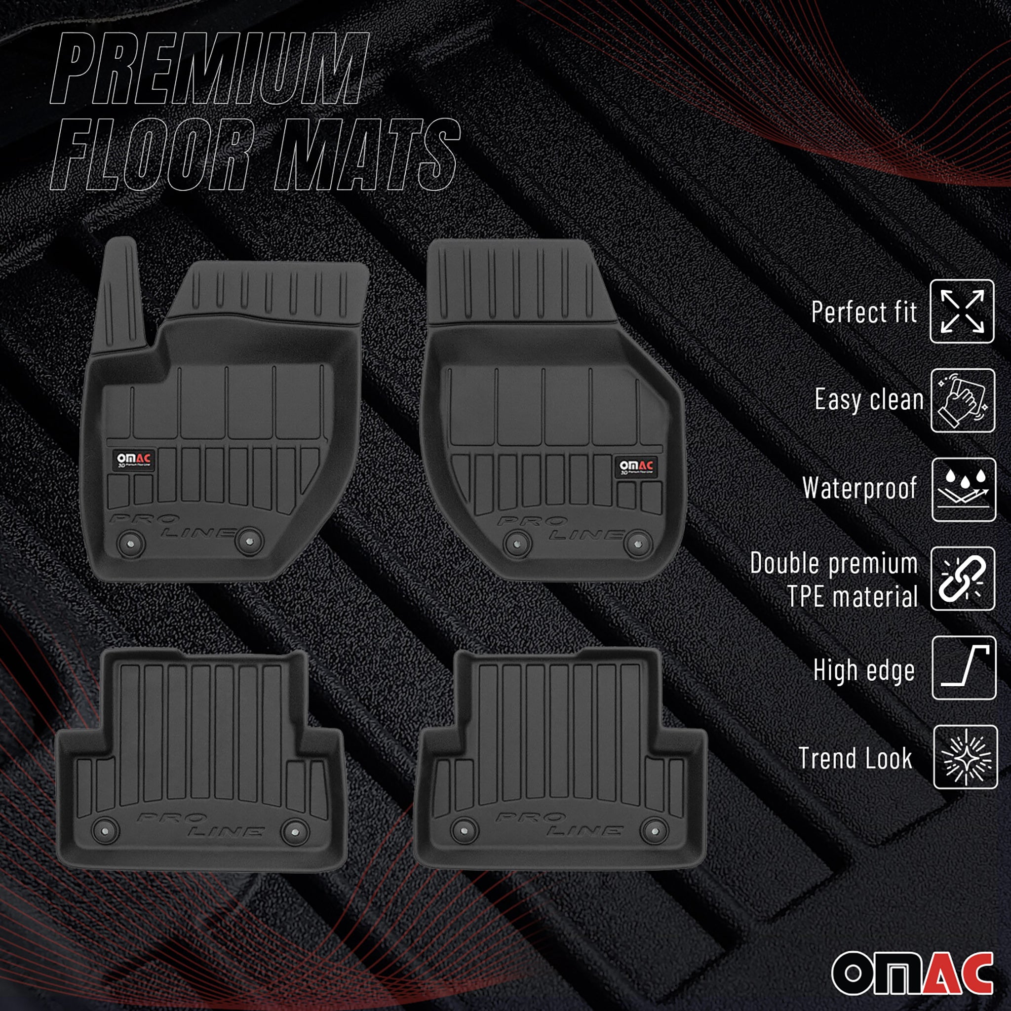 Tapis de Sol pour Volvo V40 2012-2019 Caoutchouc TPE Noir