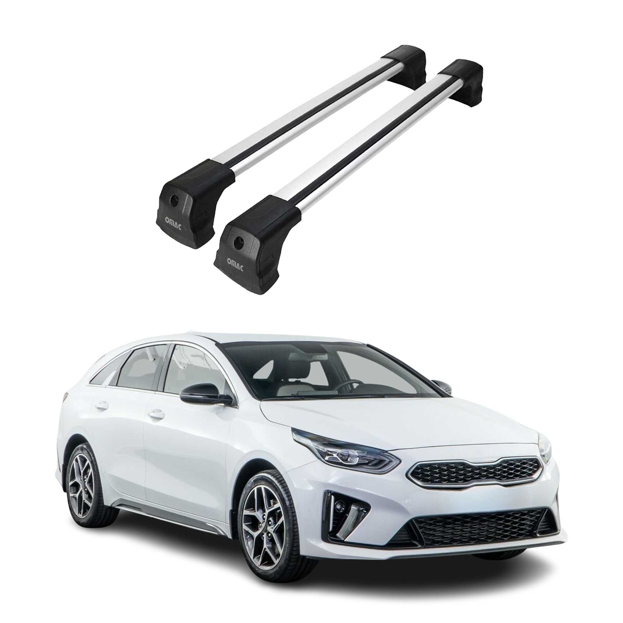 Barres de toit transversales pour Kia Ceed 2018-2025 HB Aluminium Gris