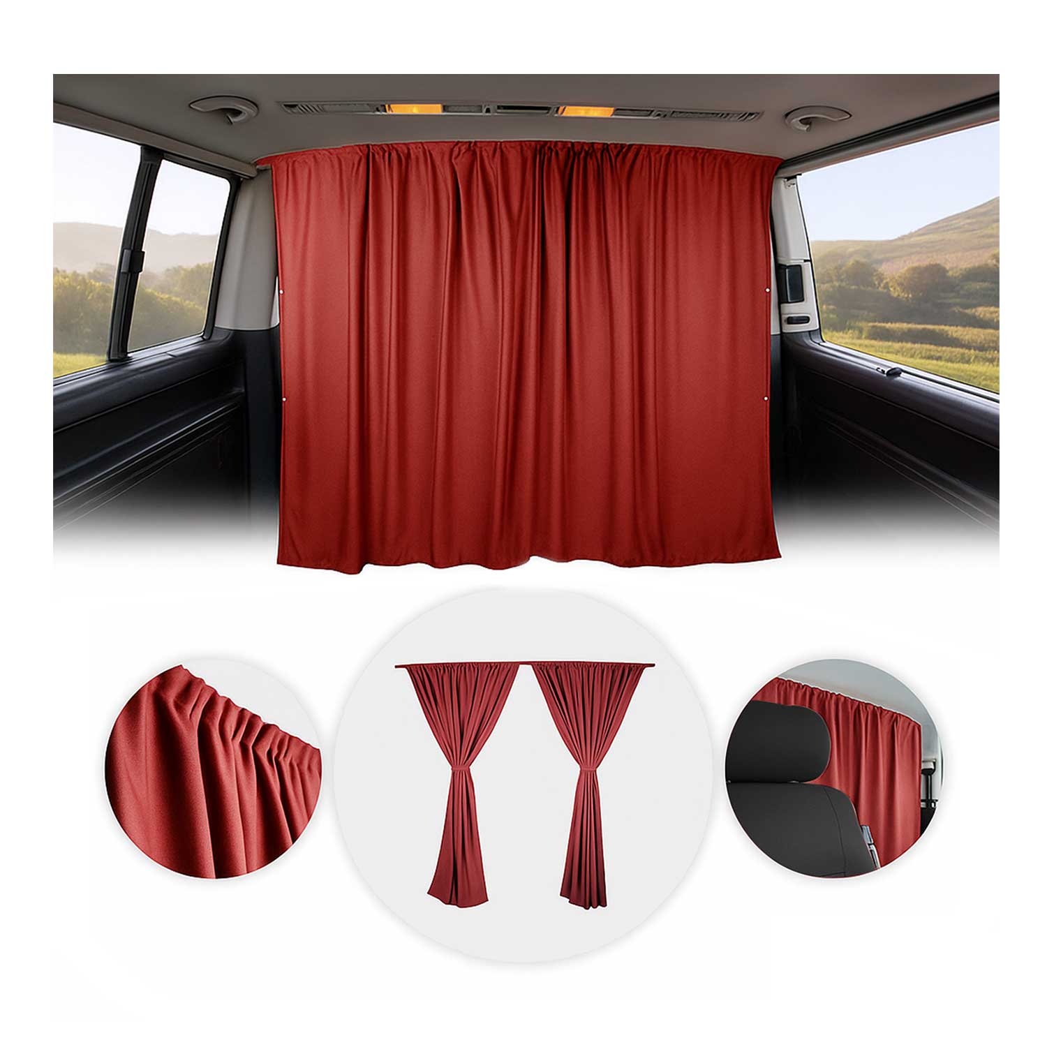 Rideaux De Séparation De Cabine pour Ford Transit H2 Protection Solaire Rouge