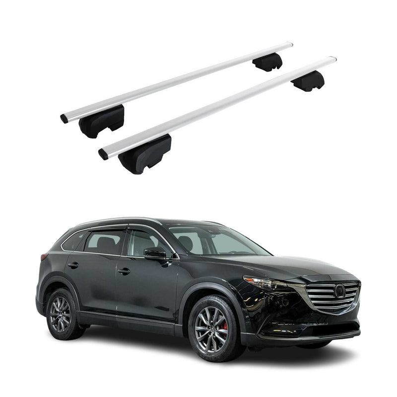 Barres de toit Transversales pour Mazda CX-9 2016-2023 Fer Argent ABE