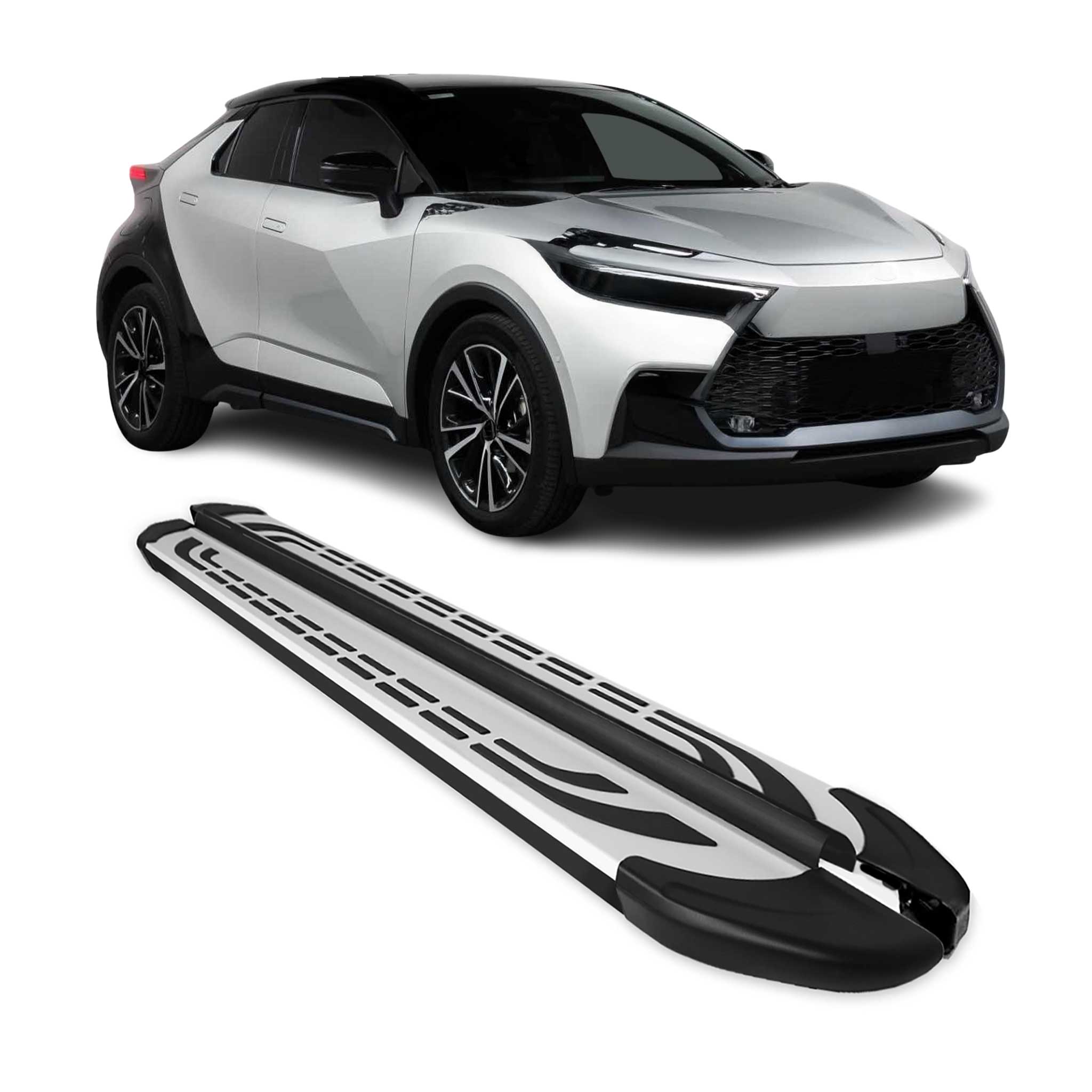Marchepieds Latéraux pour Toyota C-HR AX20 2023-2026 Aluminium Gris Noir 2Pcs