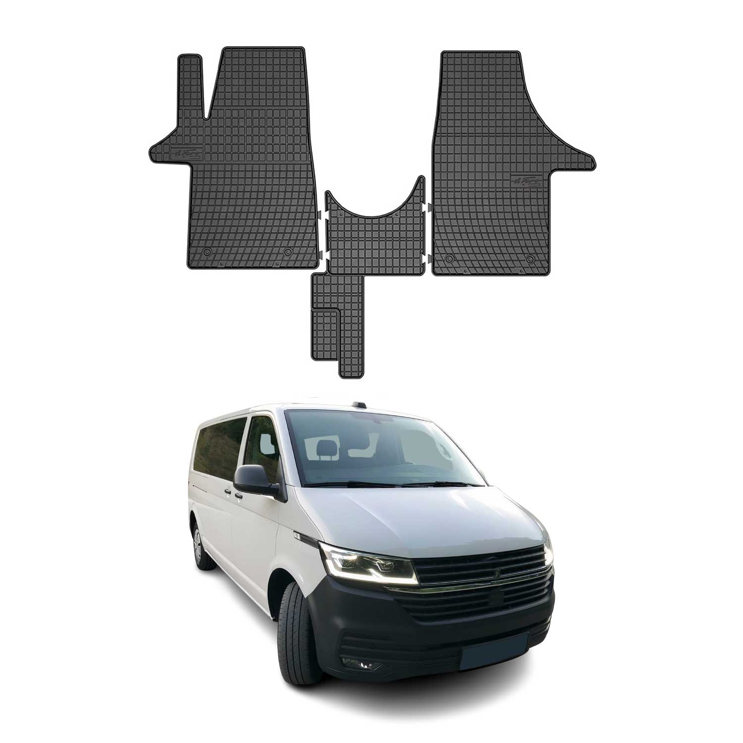 Tapis de Sol pour VW T6 T6.1 Transporter 2015-2024 OMAC Noir Caoutchouc