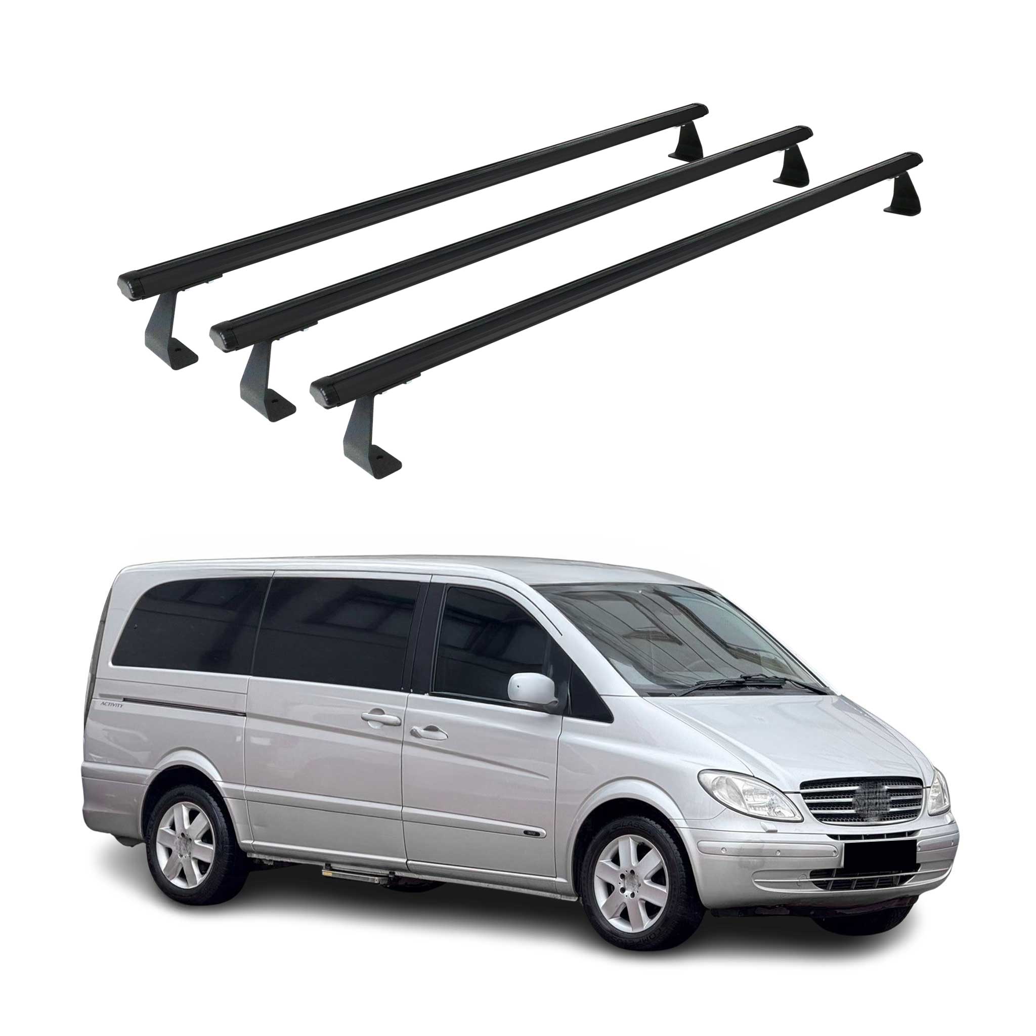 Barres de toit transversales pour Mercedes Vito W639 2003-2014 en Alu