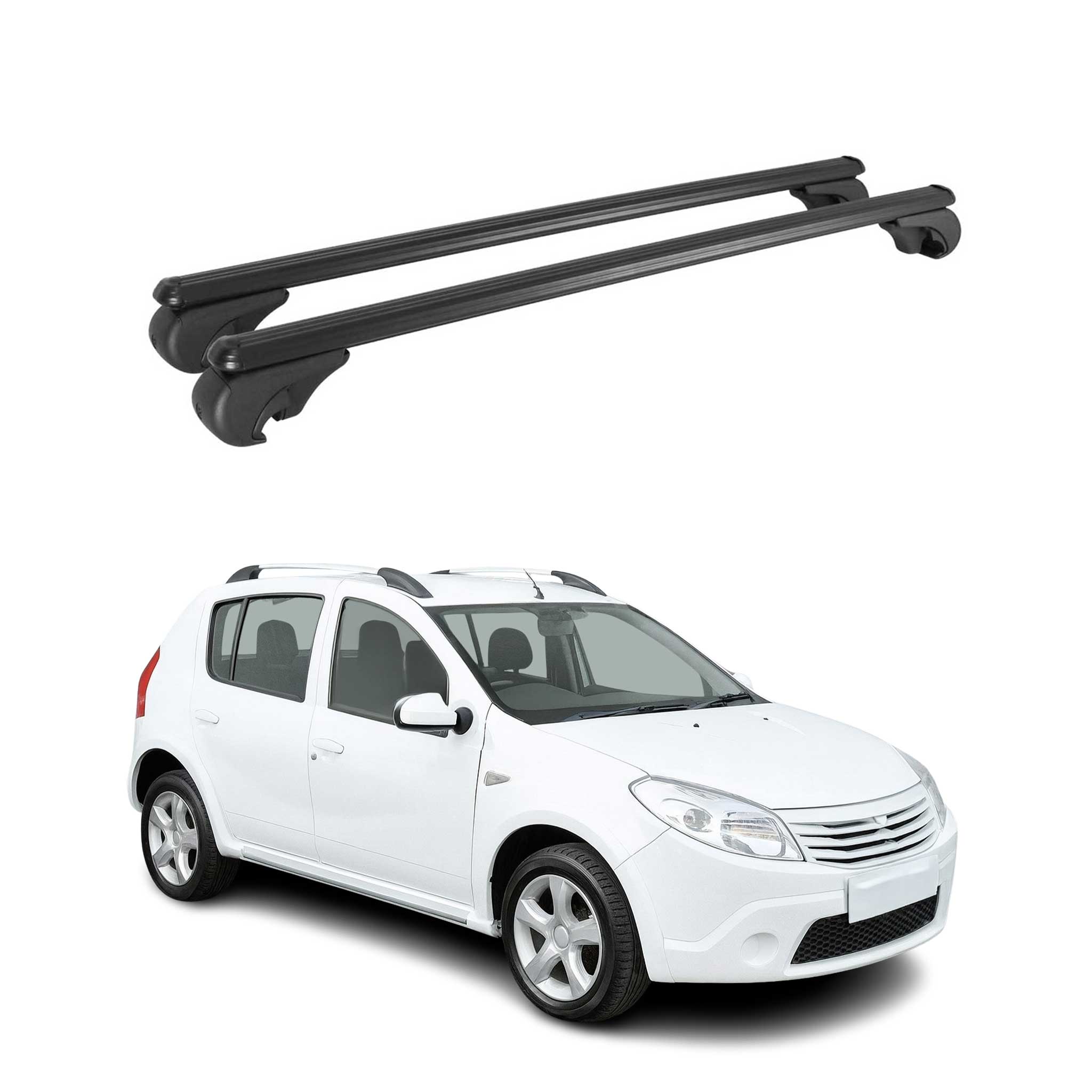 Barres de toit Transversales pour Dacia Sandero I 2008-2012 TÜV Alu Noir 2Pcs