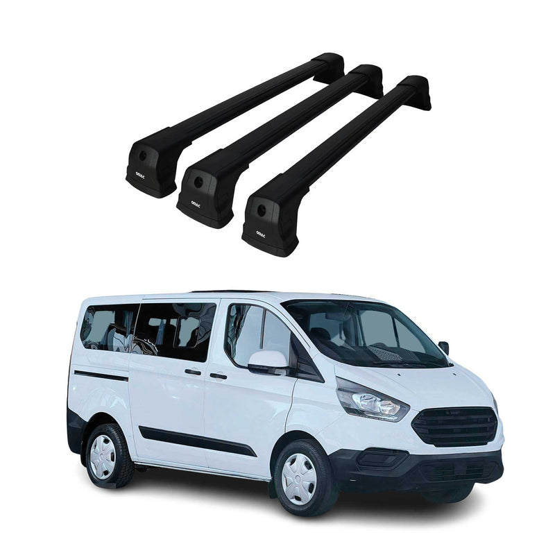 Barres De Toit Transversales pour Ford Transit Tourneo Custom 2013-2022 Alu 3Pcs