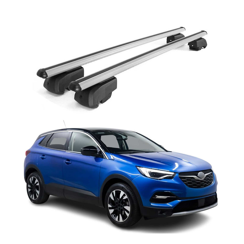 Barres de toit Transversales pour Opel Grandland X 2017-2021 Alu Gris ABE