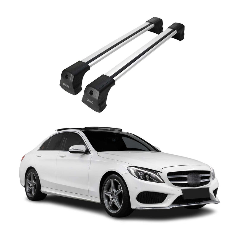 Barres de toit transversales pour Mercedes W205 2014-2021 Berline Alu Gris