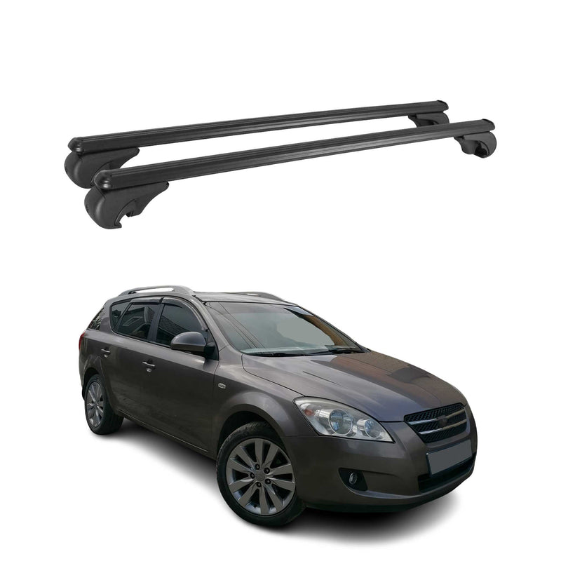Barres de toit Transversales pour Kia Ceed Break 2007-2012 Aluminium Noir