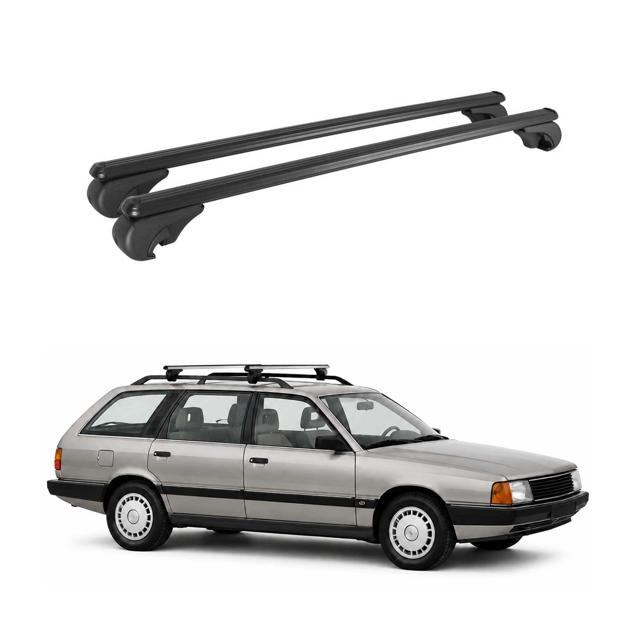 Barres de toit Transversales pour Audi 100 Avant 1983-1991 TÜV Aluminium Noir 2x