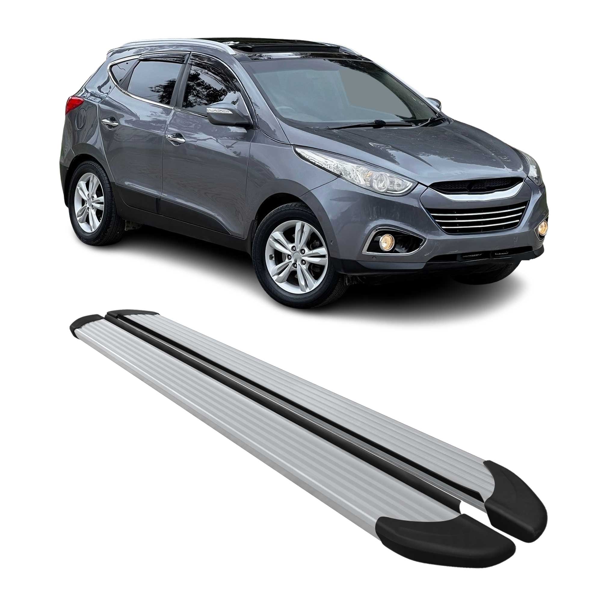 Marchepieds Latéraux pédale pour Hyundai ix35 2009-2015 Aluminium Argent 2Pcs