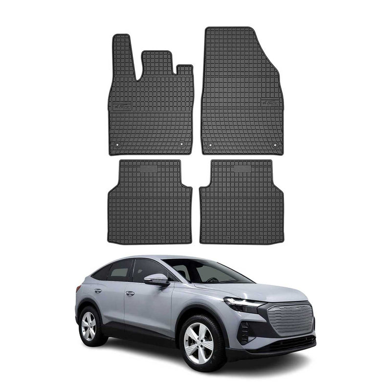 Tapis de Sol pour Audi Q4 E-tron 2021-2025 OMAC Caoutchouc Noir 4x
