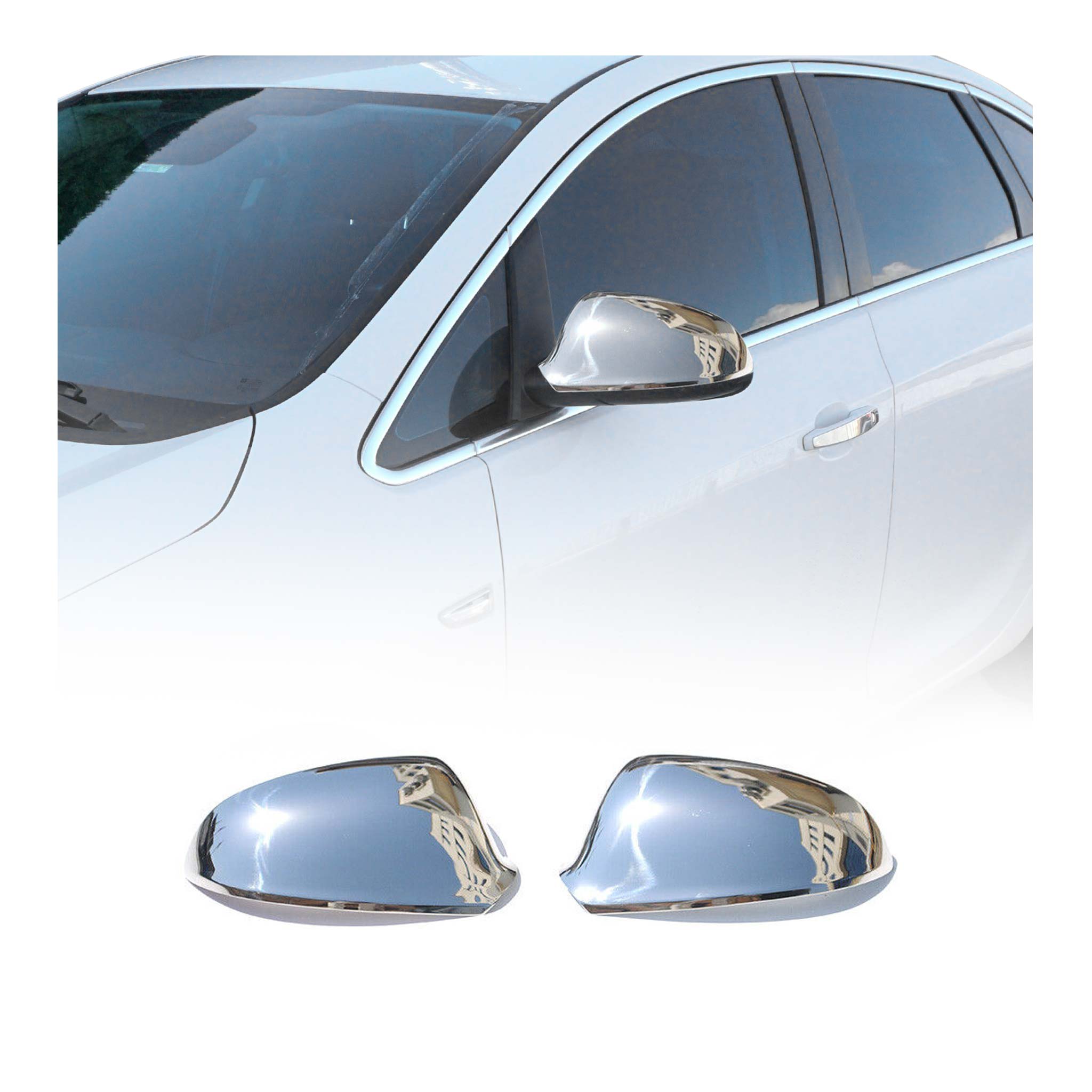 Coques de Rétroviseurs pour Opel Cascada 2013-2019 en Acier Chromé Argent