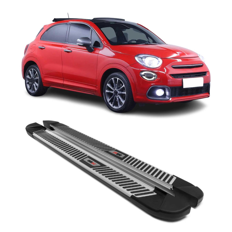 Marchepieds Latéraux pédale pour Fiat 500X 2015-2025 Noir Gris Aluminium 2Pcs