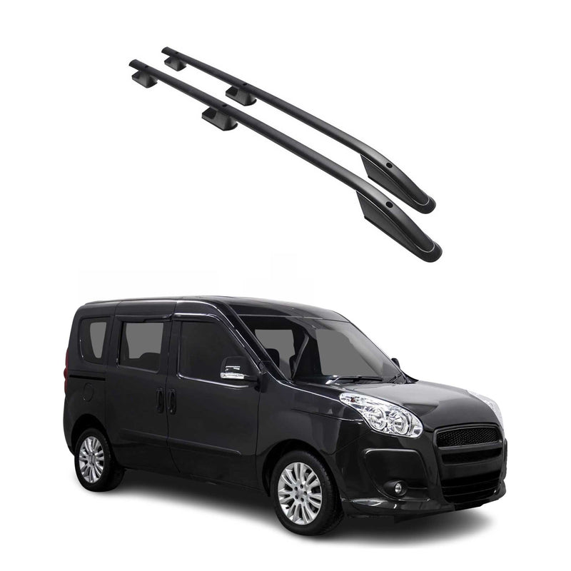 Barres de toit longitudinales pour Fiat Doblo 2010-2021 L1 Aluminium Noir