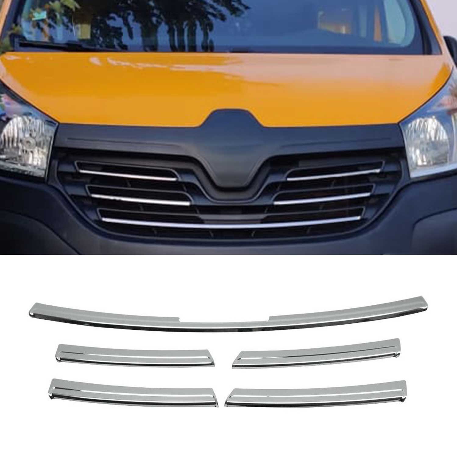 Moulure de Grille de Calandre pour Renault Trafic 2014-2019 Chromé 5Pcs