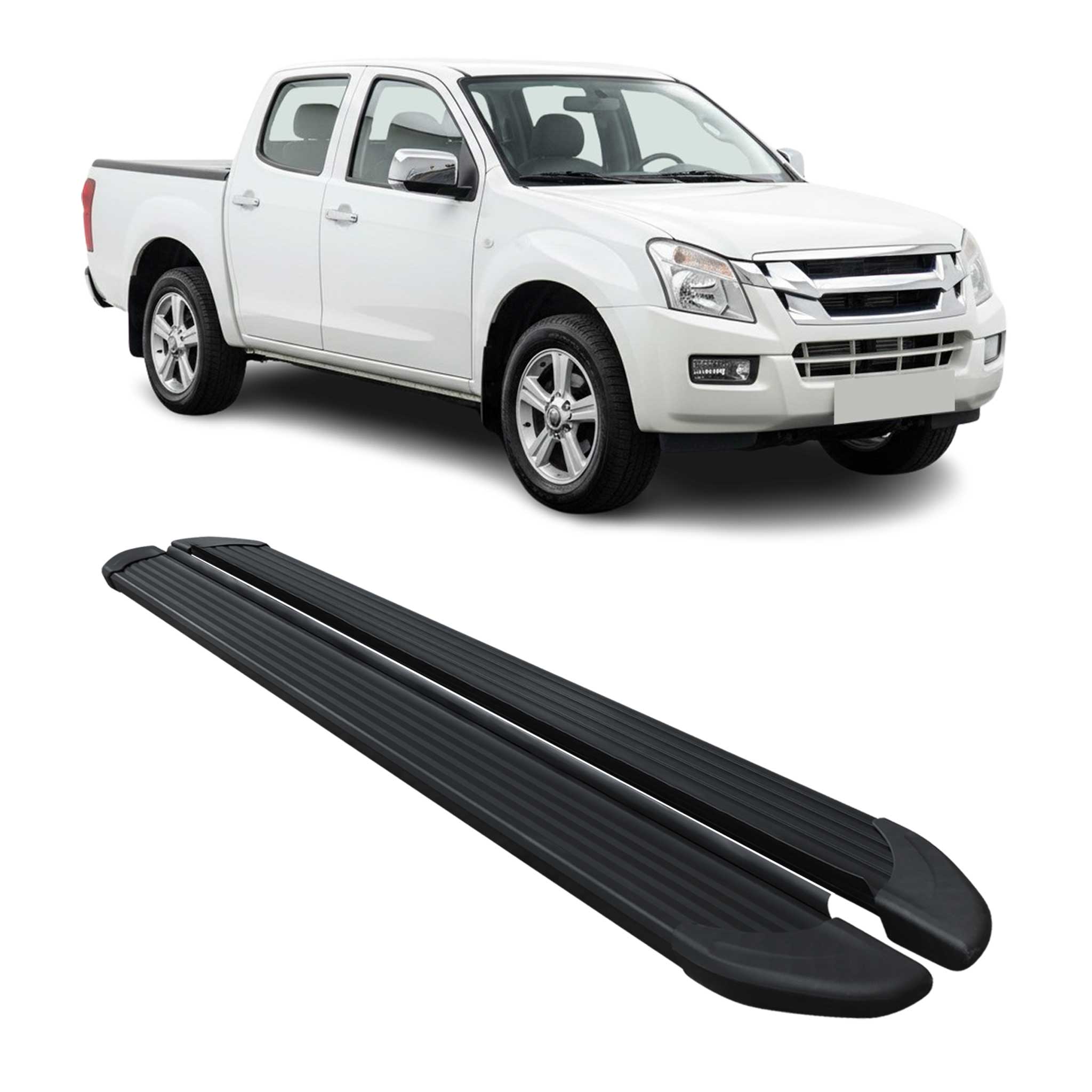 Marchepieds Latéraux pédale pour Isuzu D-Max Double Cab 2002-2012 Noir Alu 2Pcs