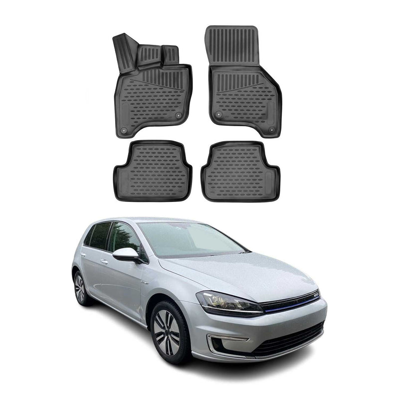 Tapis de sol pour VW e-Golf 2014-2020 en caoutchouc TPE 3D Noir 4Pcs