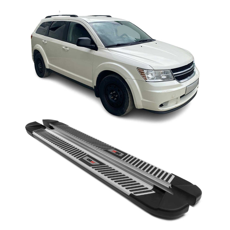 Marchepieds Latéraux pour Dodge Journey 2008-2024 Noir Gris Aluminium 2Pcs