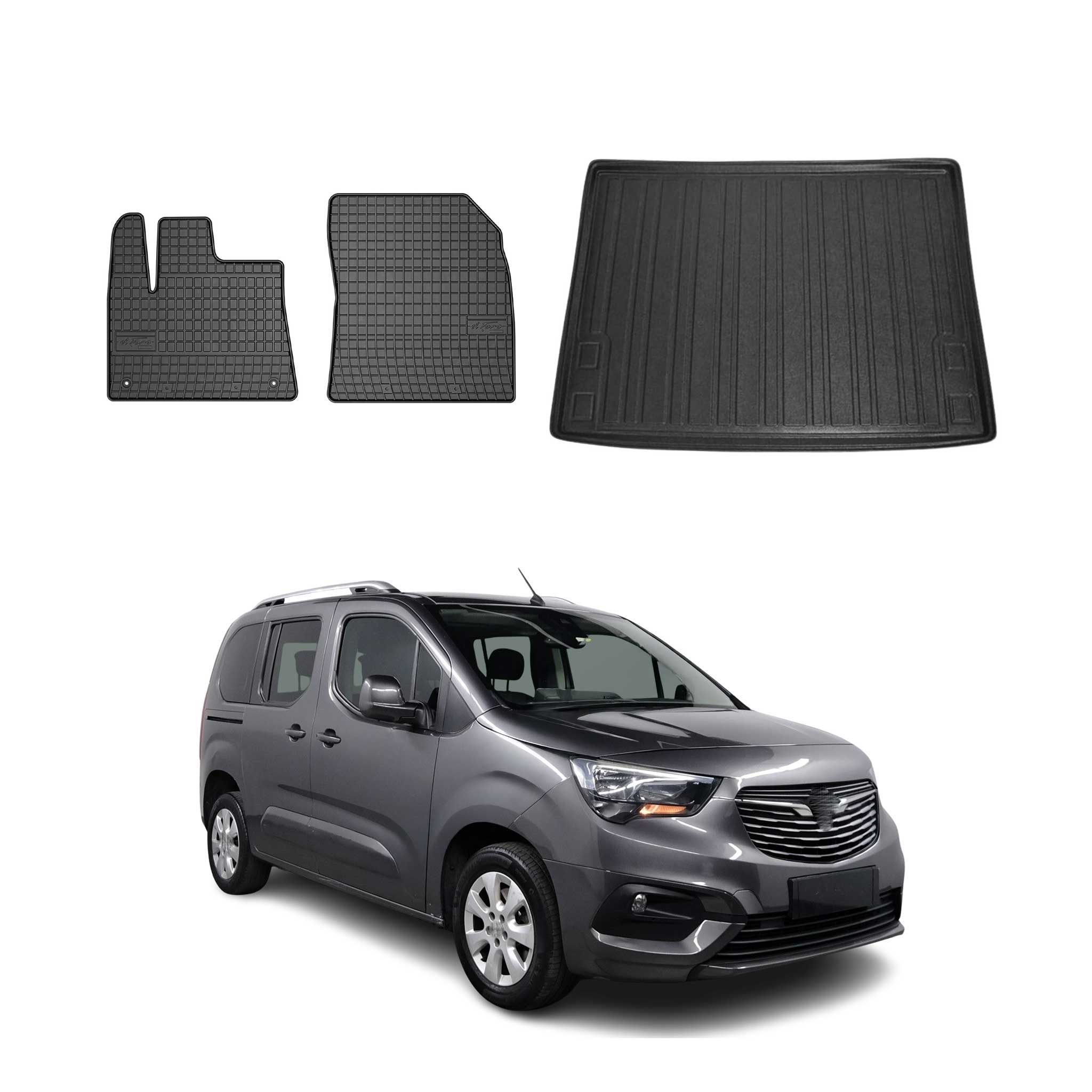 Kit Tapis de sol et coffre pour Opel Combo E Life 2019-2026 TPE Noir