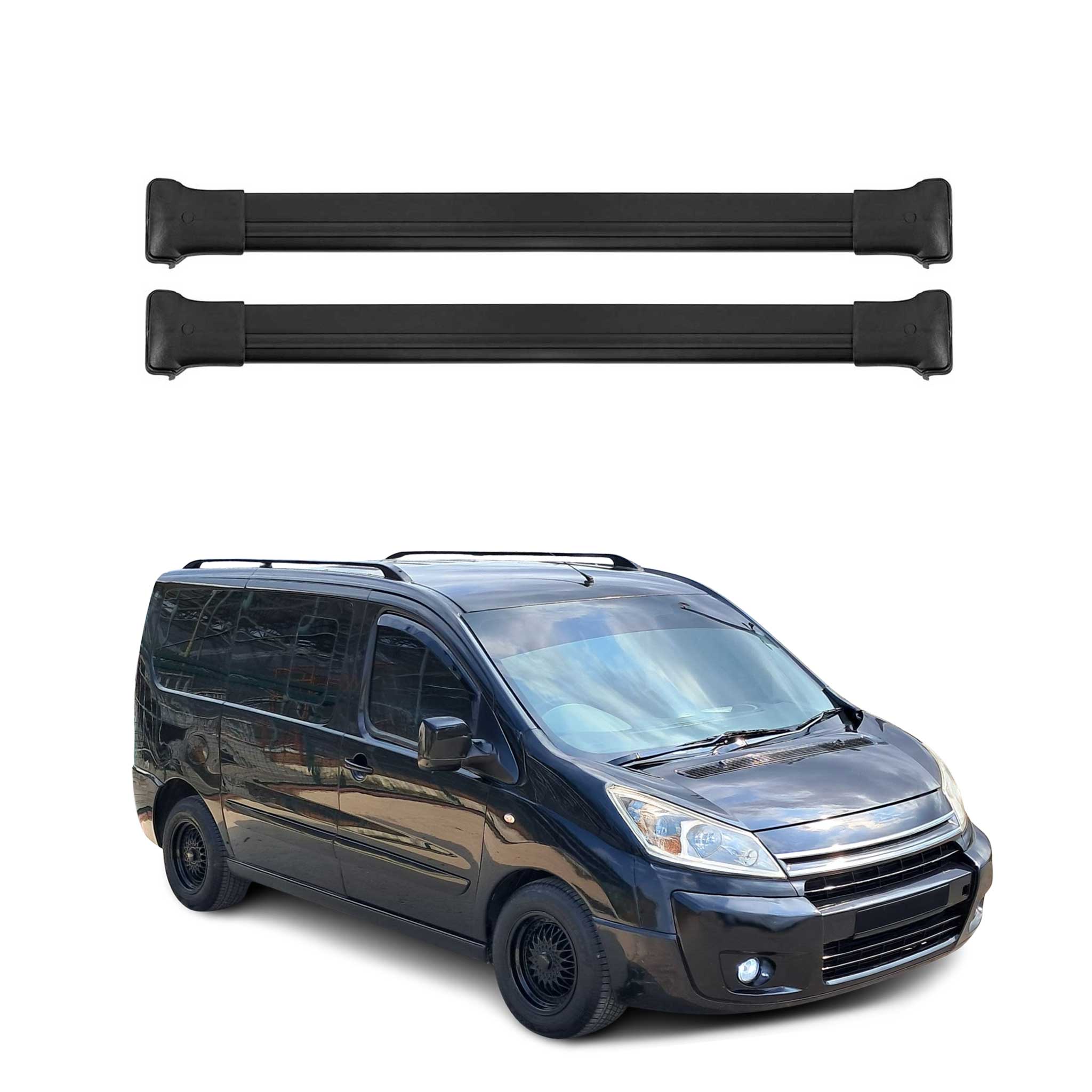 Barres de toit transversales pour Citroen Jumpy 2007-2017 Aluminium Noir 2Pcs