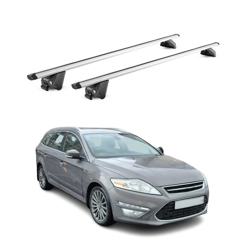Barres de toit transversales pour Ford Mondeo SW 2012-2025 Alu Gris 2 pièces ABE