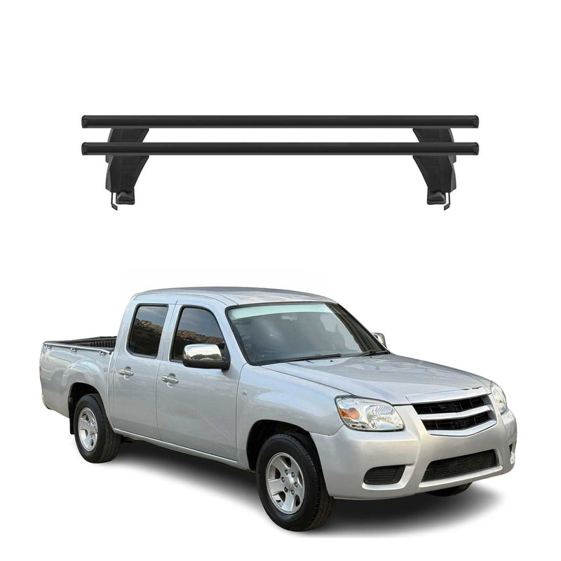 Menabo Barres de toit Transversales pour Mazda BT-50 2011-2020 Noir ABE 2x