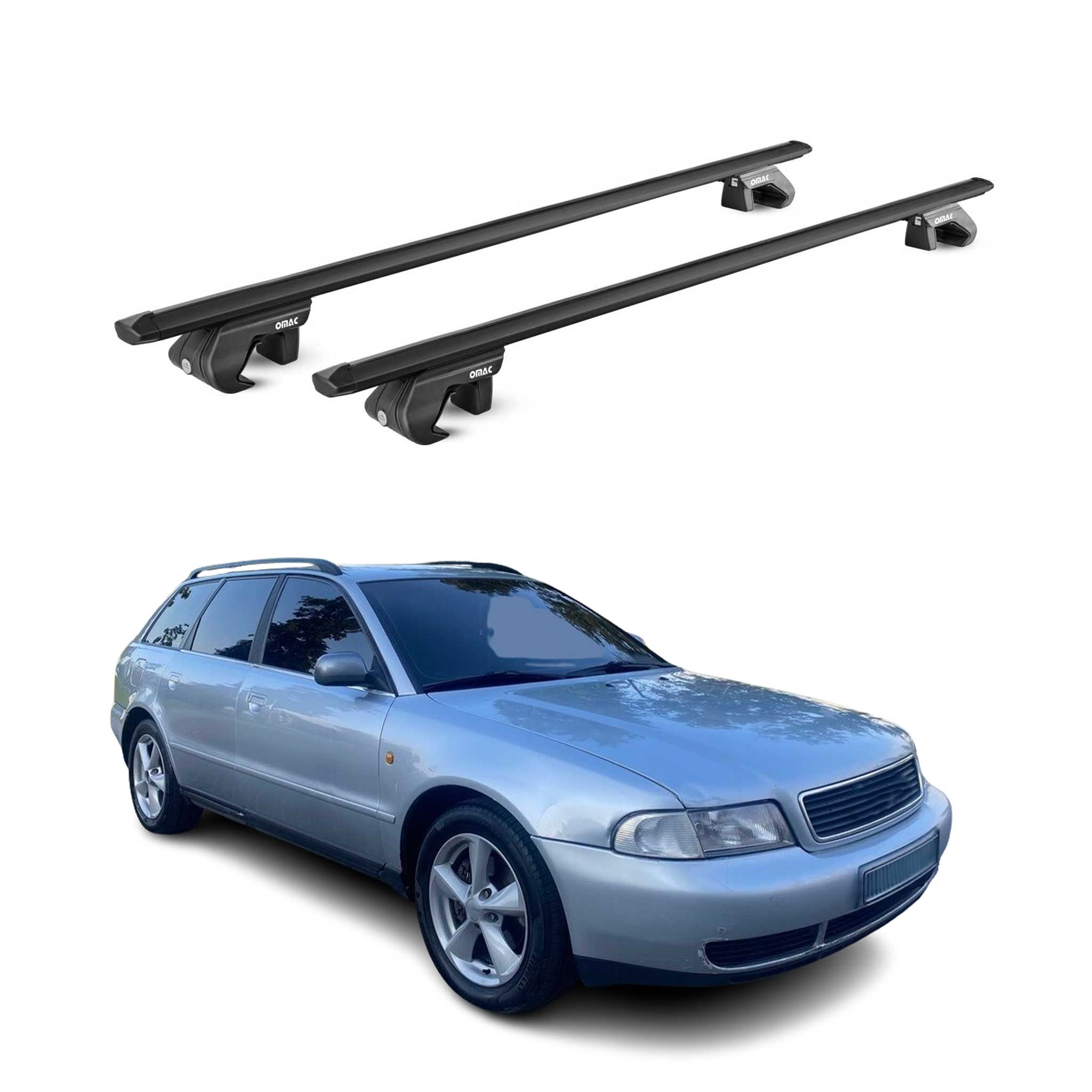 Barres de toit transversales pour Audi A4 Break B5-B6 B7 1995-2008 Noir 2x ABE