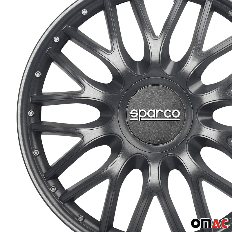 SPARCO Jeu Enjoliveurs de Roues 14 Pouces Noir Gris en ABS 4 pcs