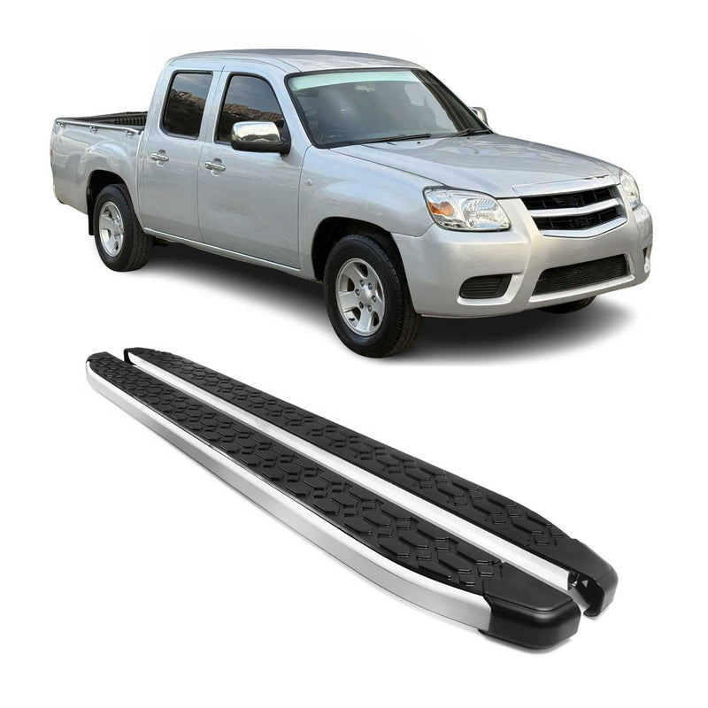 Marchepieds Latéraux pour Mazda BT-50 Double Cab 2012-2020 Gris Noir Alu 2Pcs