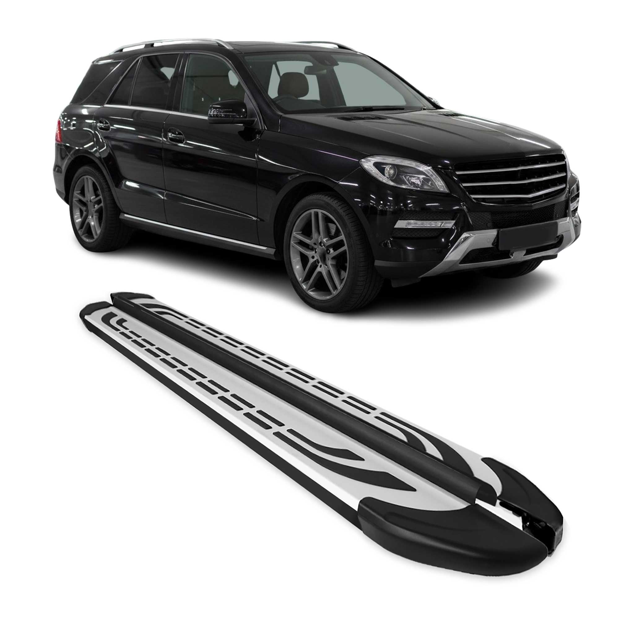 Marchepieds Latéraux pour Mercedes Classe M W166 2011-2019 Aluminium Gris Noir