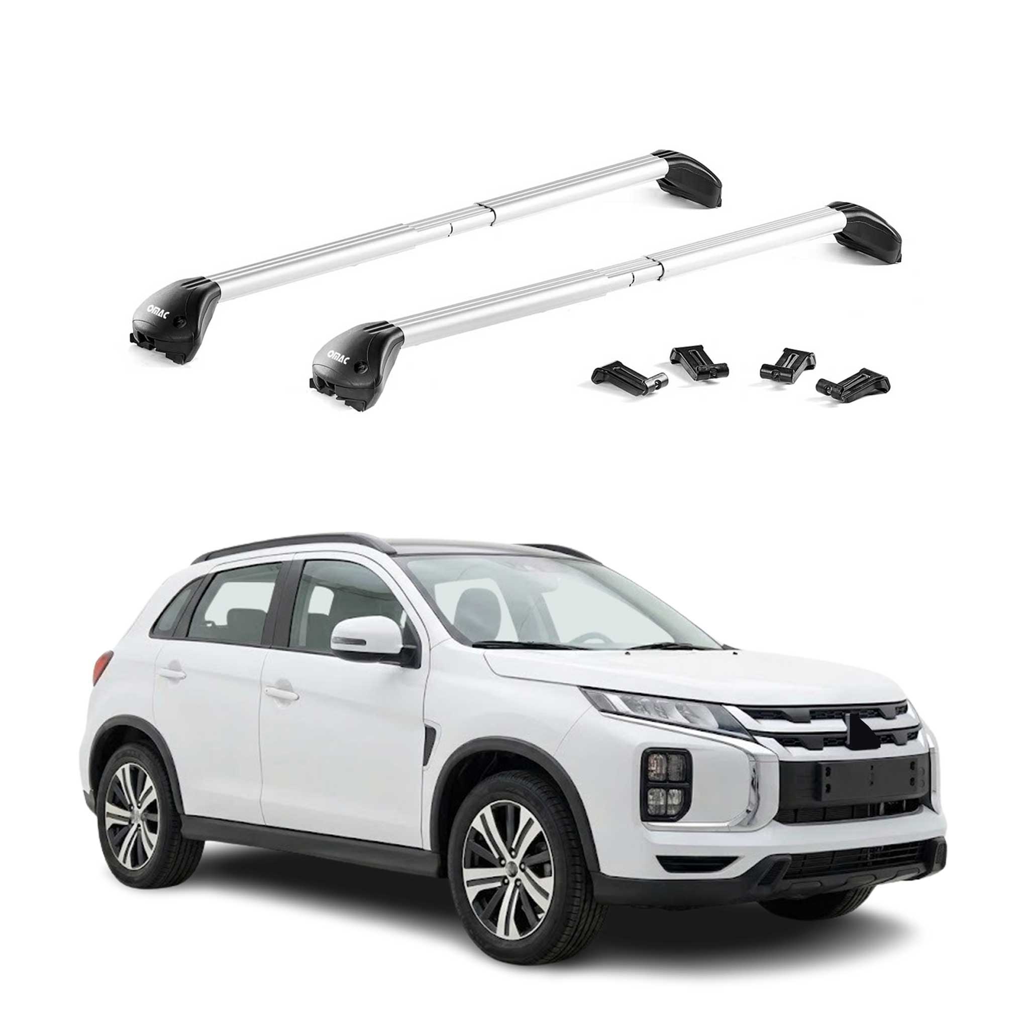 Barres de toit transversales pour Mitsubishi ASX mk2 2023-2026 Alu Gris ABE