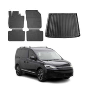 Kit Tapis de sol et coffre pour VW Caddy 2020-2026 TPE Noir
