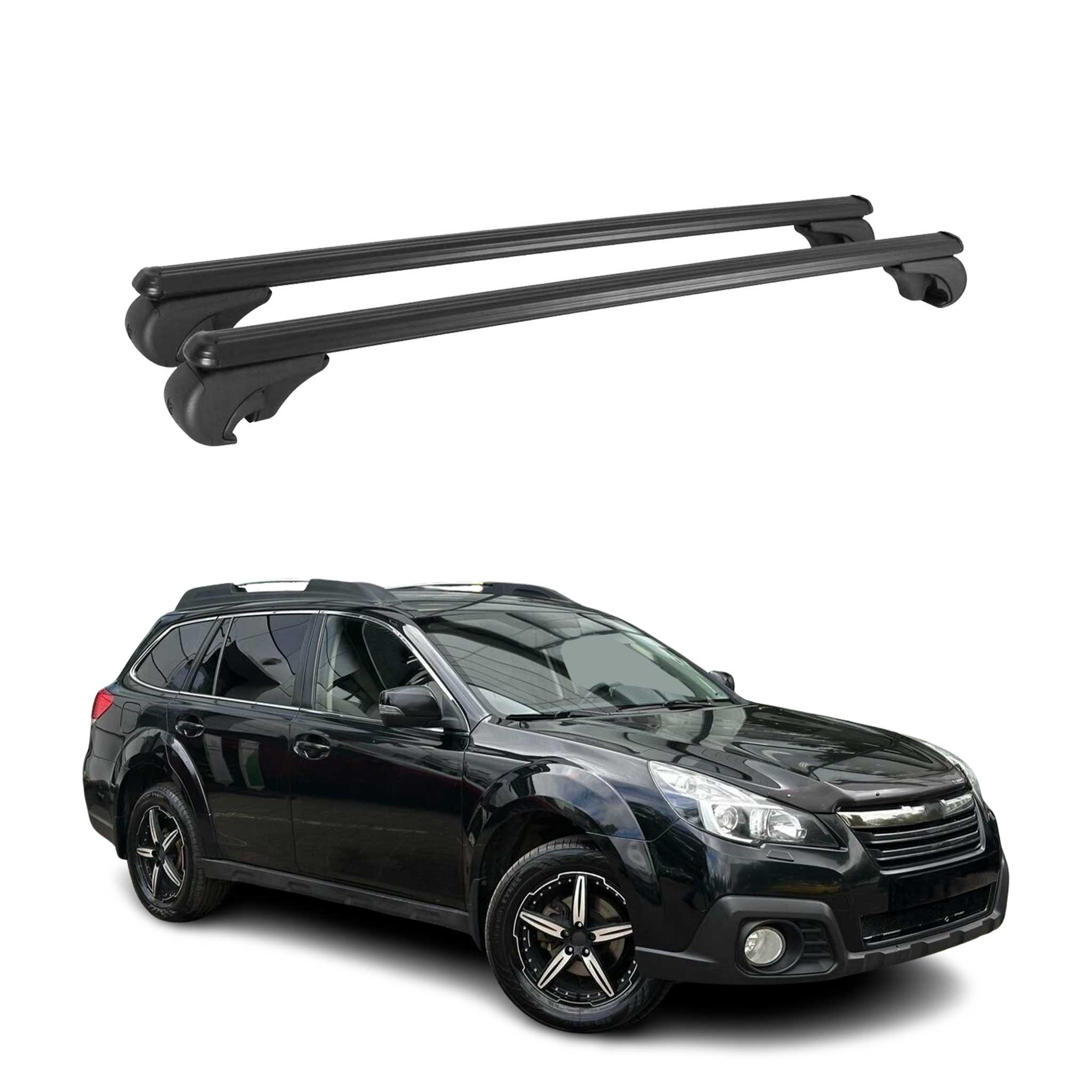 Barres de toit Transversales pour Subaru Outback 2009-2014 Aluminium Noir