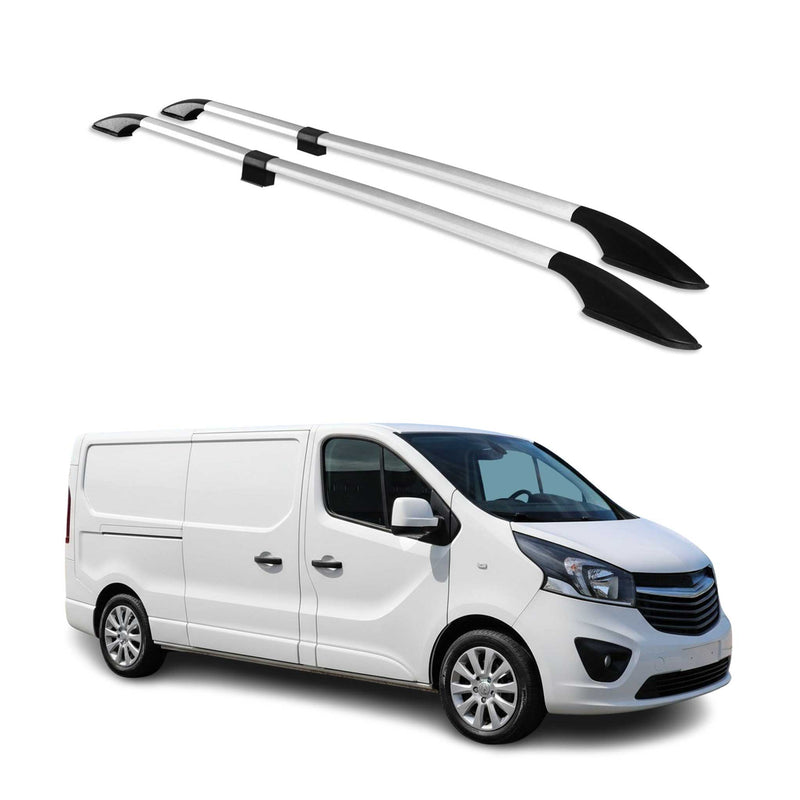 Barres de toit longitudinales pour Opel Vivaro II 2014-2019 L2 LWB L2 Alu Gris