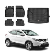 Kit Tapis de Sol et Coffre pour Nissan Qashqai 2013-2022 TPE Noir