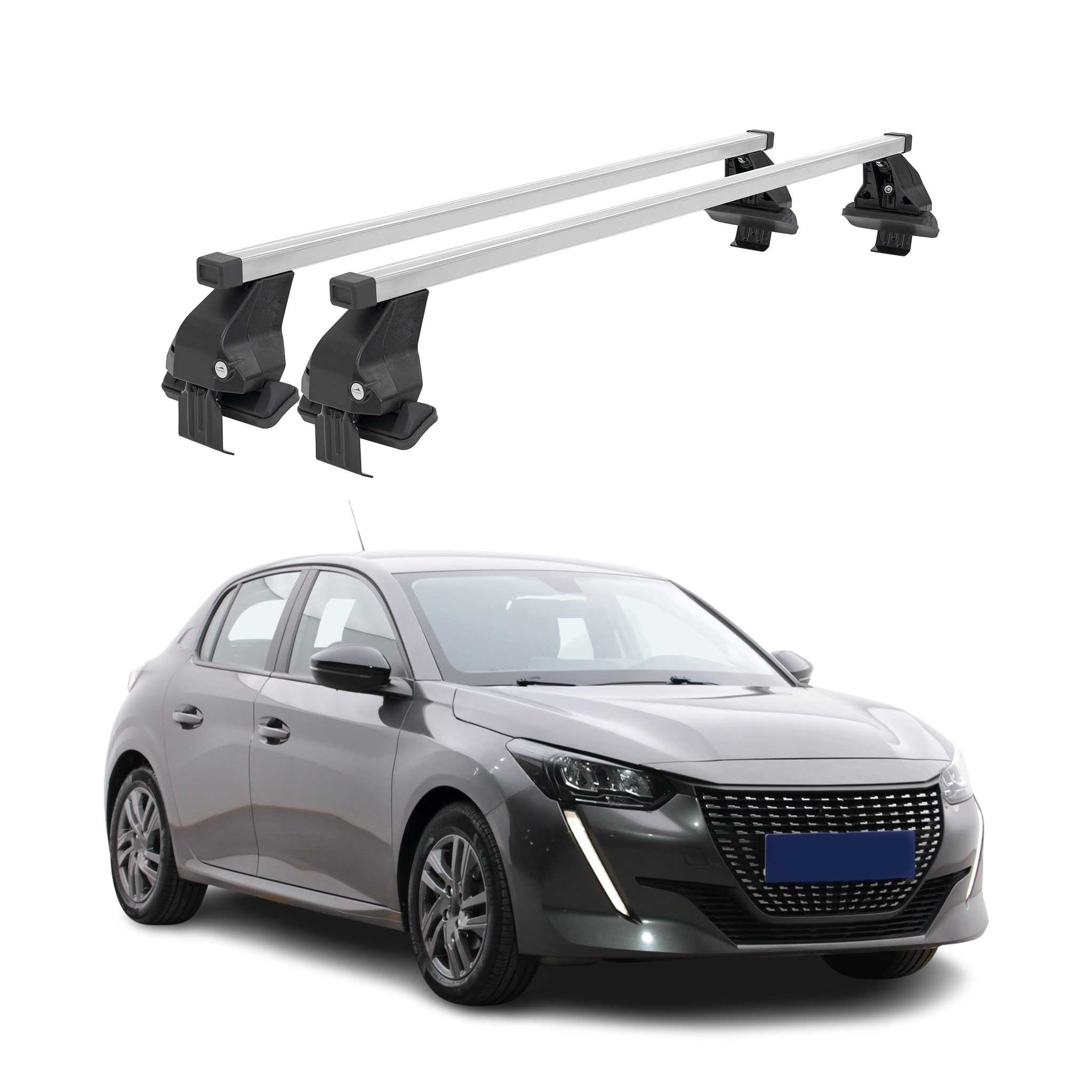 Barres de toit transversales pour Peugeot 208 II 2019-2024 Acier Gris
