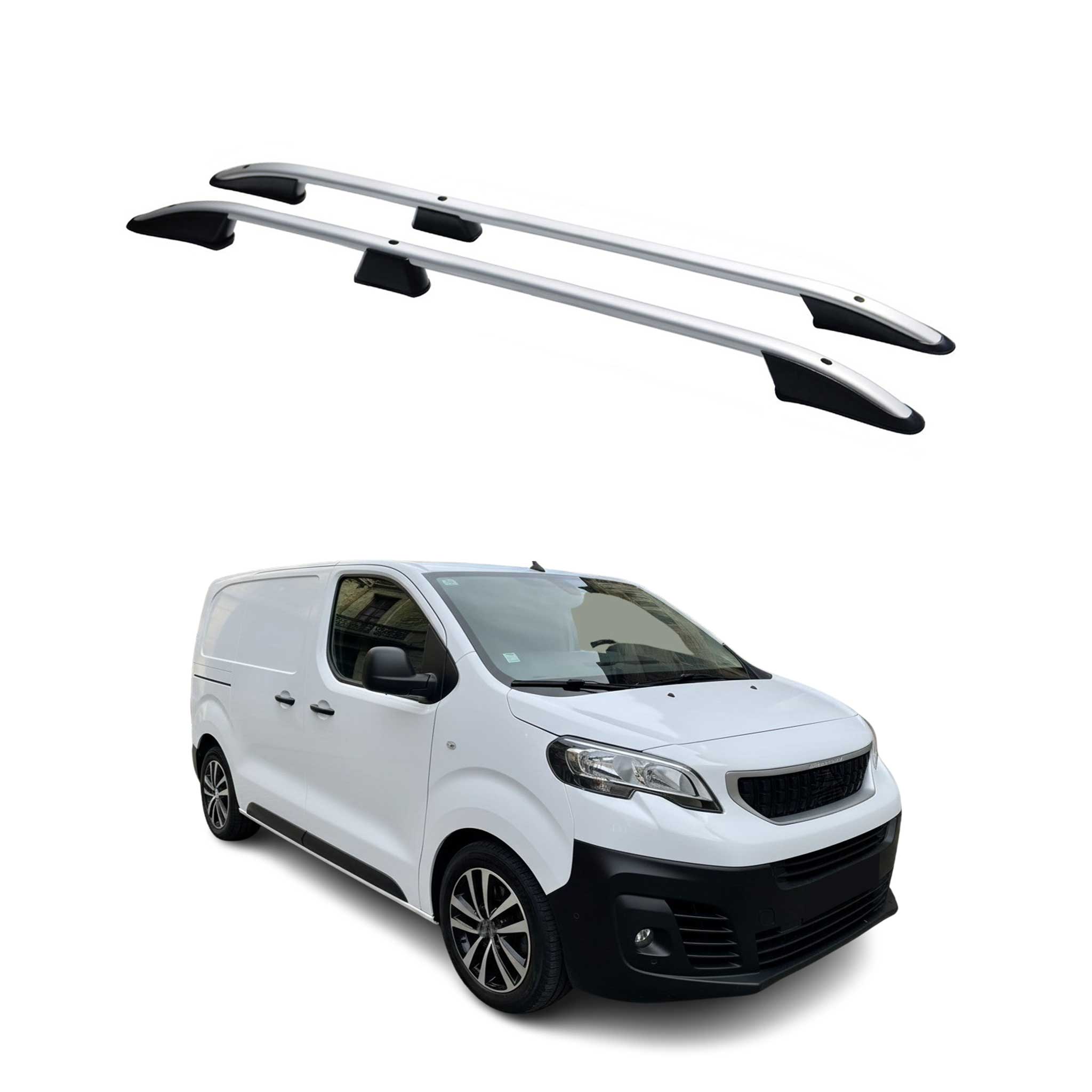 Barres de toit longitudinales pour Peugeot Expert 2016-2024 L1 Aluminium Gris