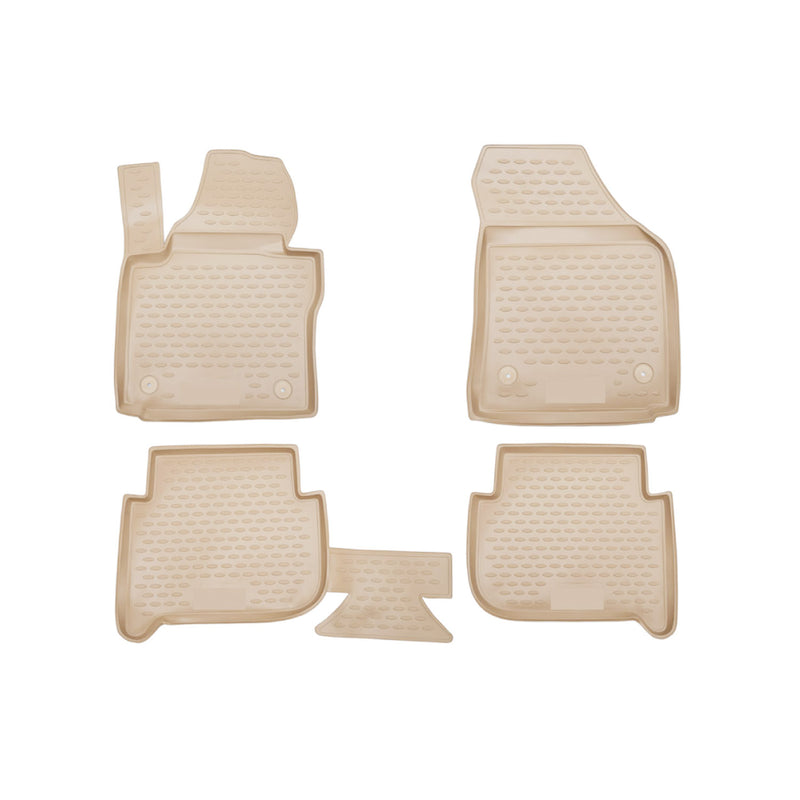 Tapis de sol pour VW Touran 2003-2015 en caoutchouc TPE 3D Beige 4Pcs